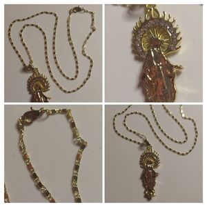 Golden Virgin Mary Pendant Necklace